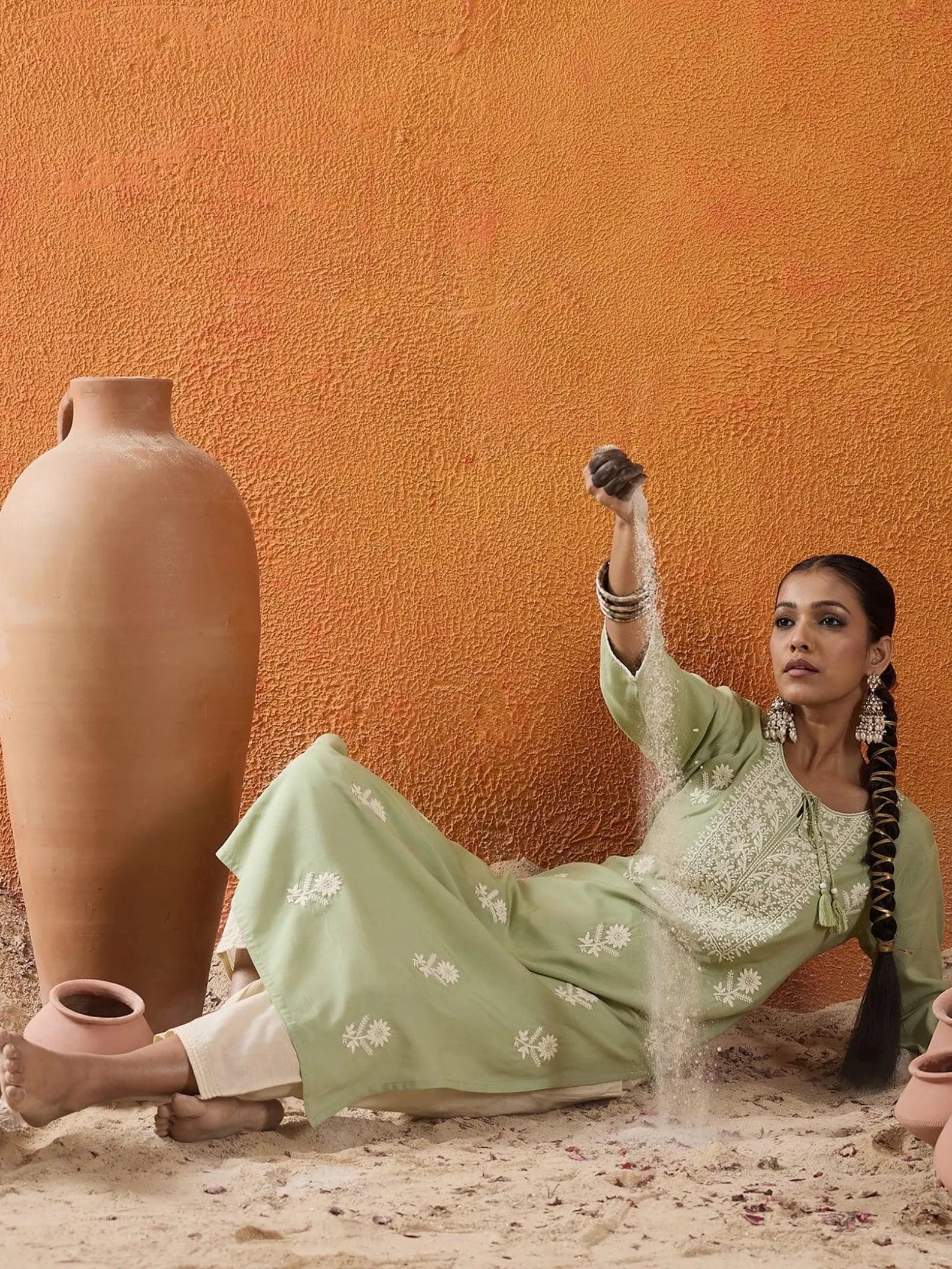 Sage Green Embroidered Kurta